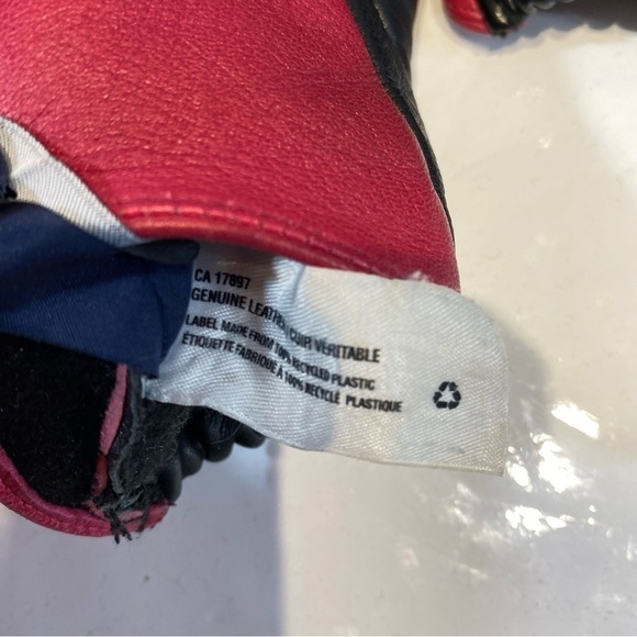 Gap Ladies Pink and Black Leather Gloves Size S M - Picture 6 of 7